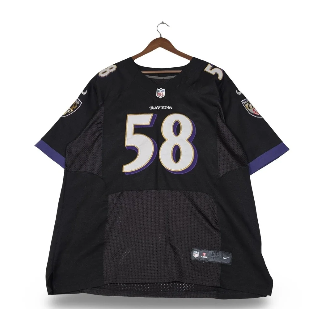 Nike Baltimore Ravens Elvis Dumervil #58 Black On Field Football Jersey Men's 52